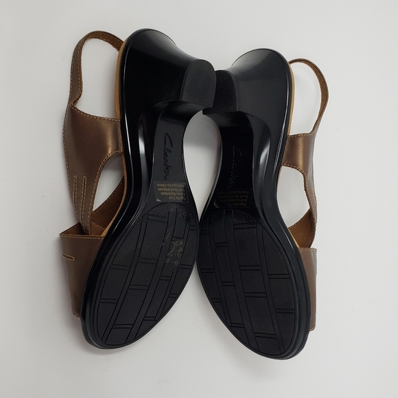 Clarks Heeled Sling-back Cross Over Sandals Copper Tan Size 8.5 - Picture 8 of 9